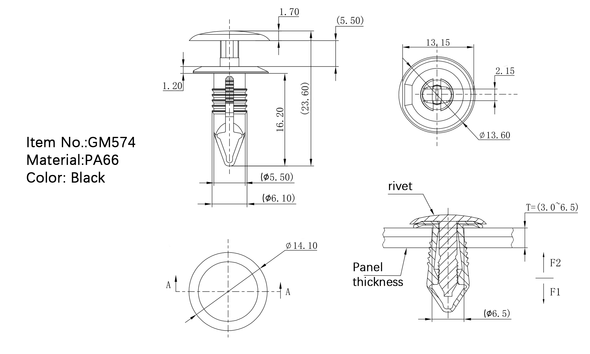 Push-in Rivet GM-574